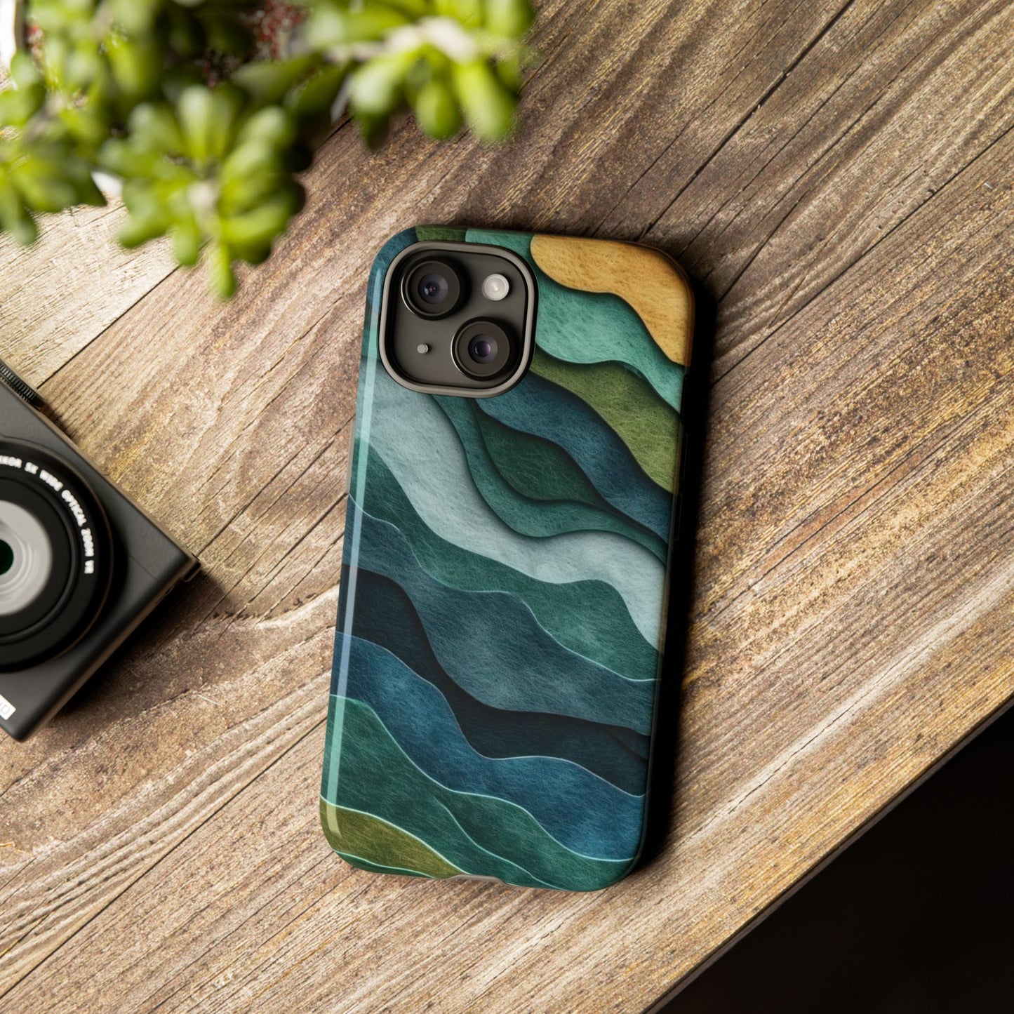 Artistic Phone Case - Waves Design, Eco-Friendly, Unique Gifts, Trendy Accessories, Perfect for Nature Lovers, Christmas Gift