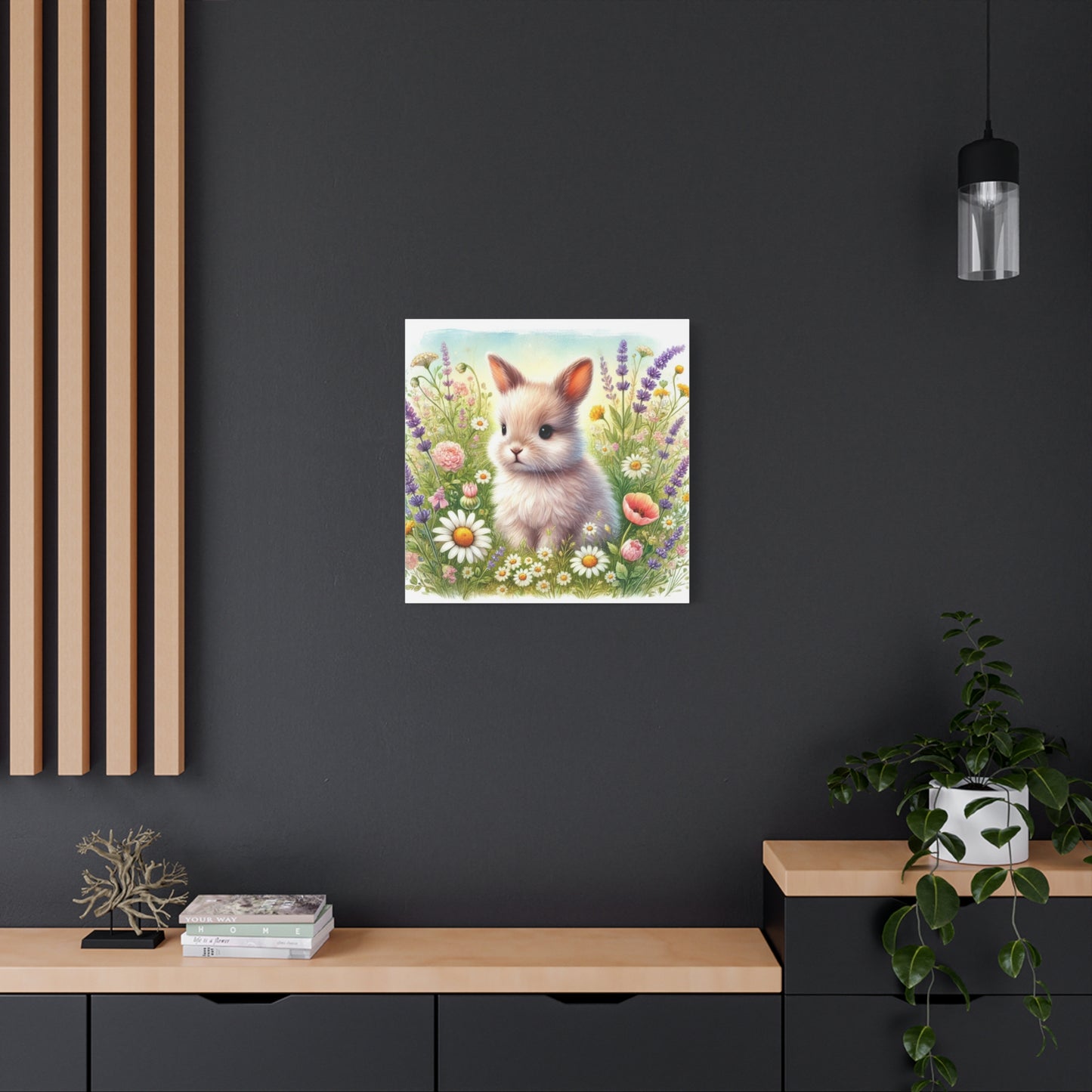 Adorable Bunny Canvas Art, Perfect Home Decor, Cute Gift for Animal Lovers, Nursery Wall Art, Spring Decor, Floral Rabbit Print