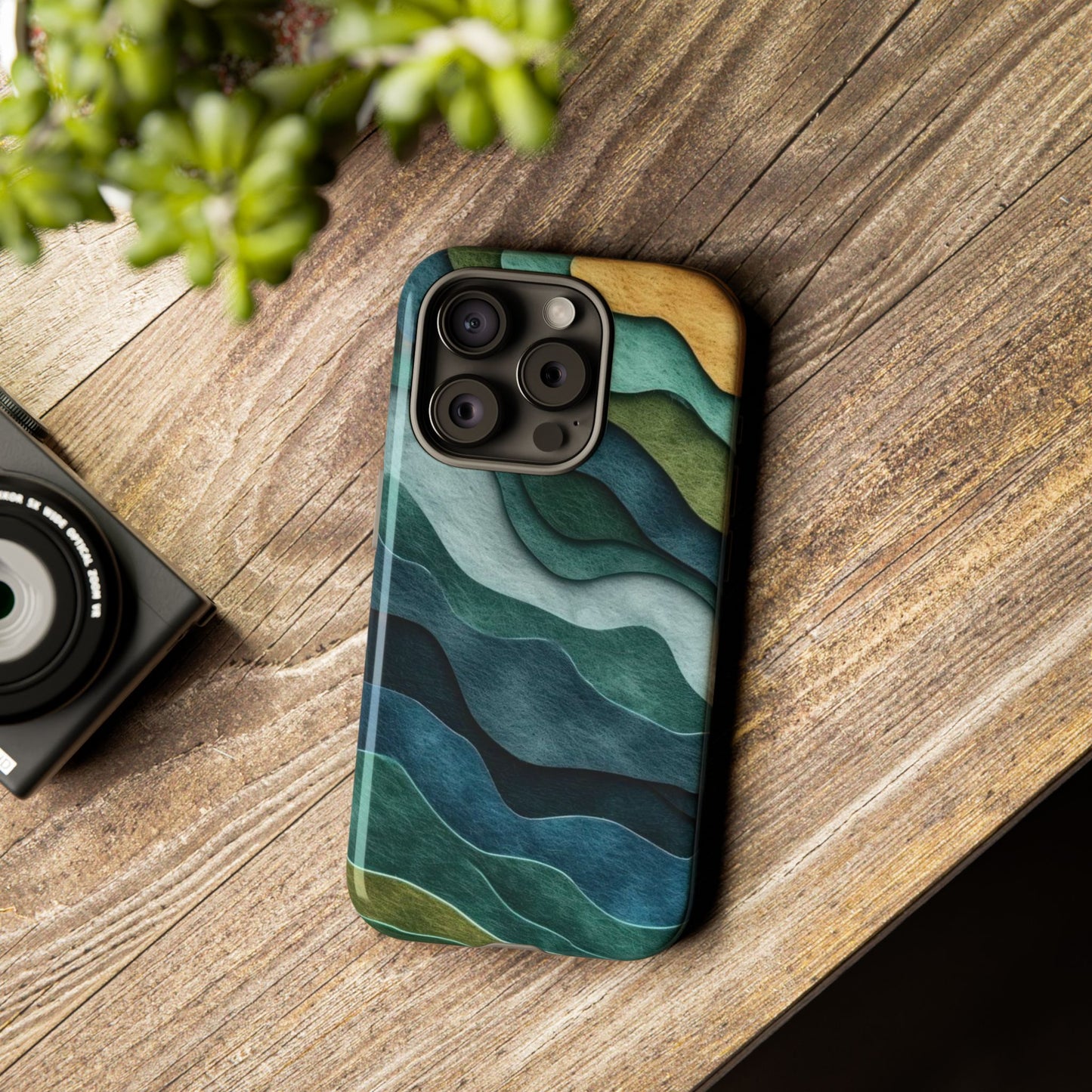 Artistic Phone Case - Waves Design, Eco-Friendly, Unique Gifts, Trendy Accessories, Perfect for Nature Lovers, Christmas Gift