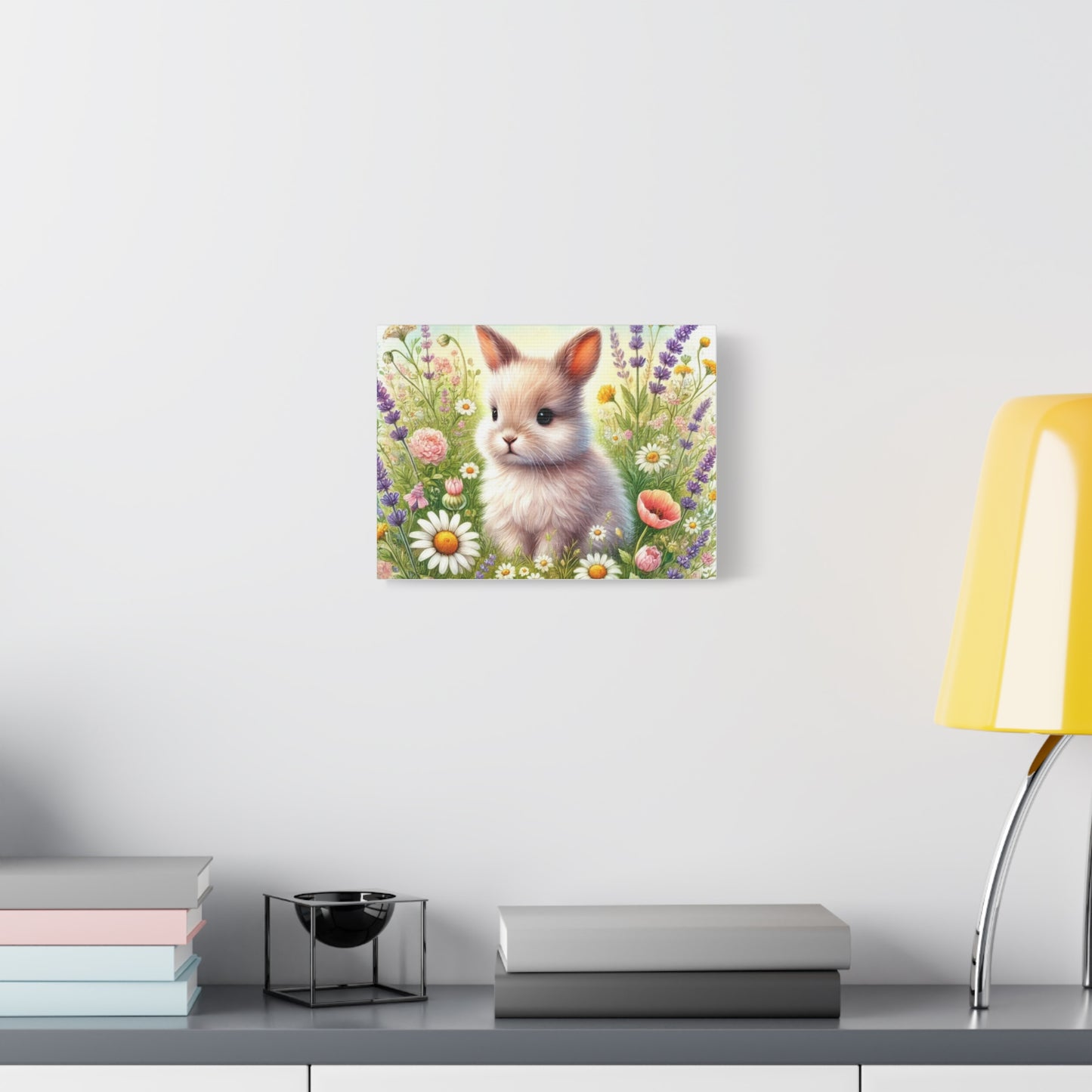 Adorable Bunny Canvas Art, Perfect Home Decor, Cute Gift for Animal Lovers, Nursery Wall Art, Spring Decor, Floral Rabbit Print