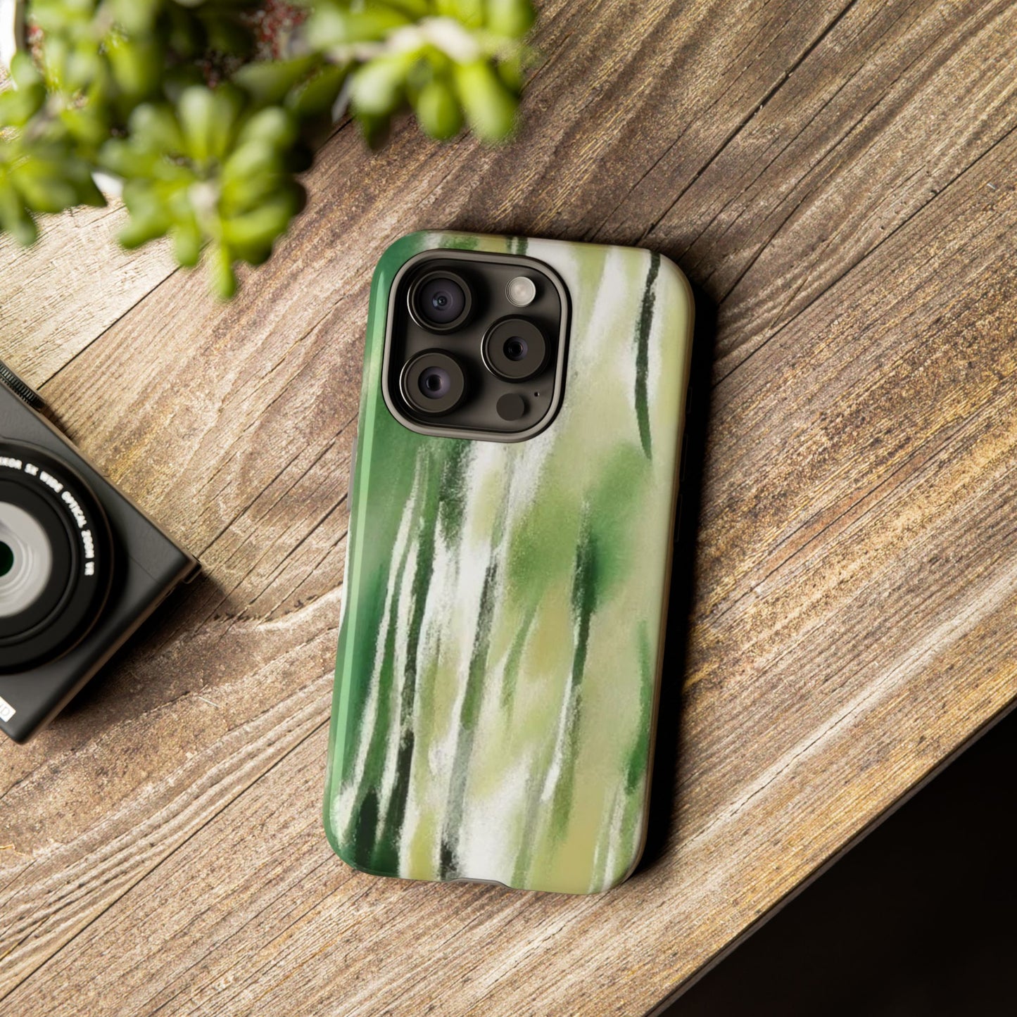 Abstract Green Phone Case - Modern Tough Cases for Nature Lovers, Gift for Students, Eco-Friendly, Stylish Protection