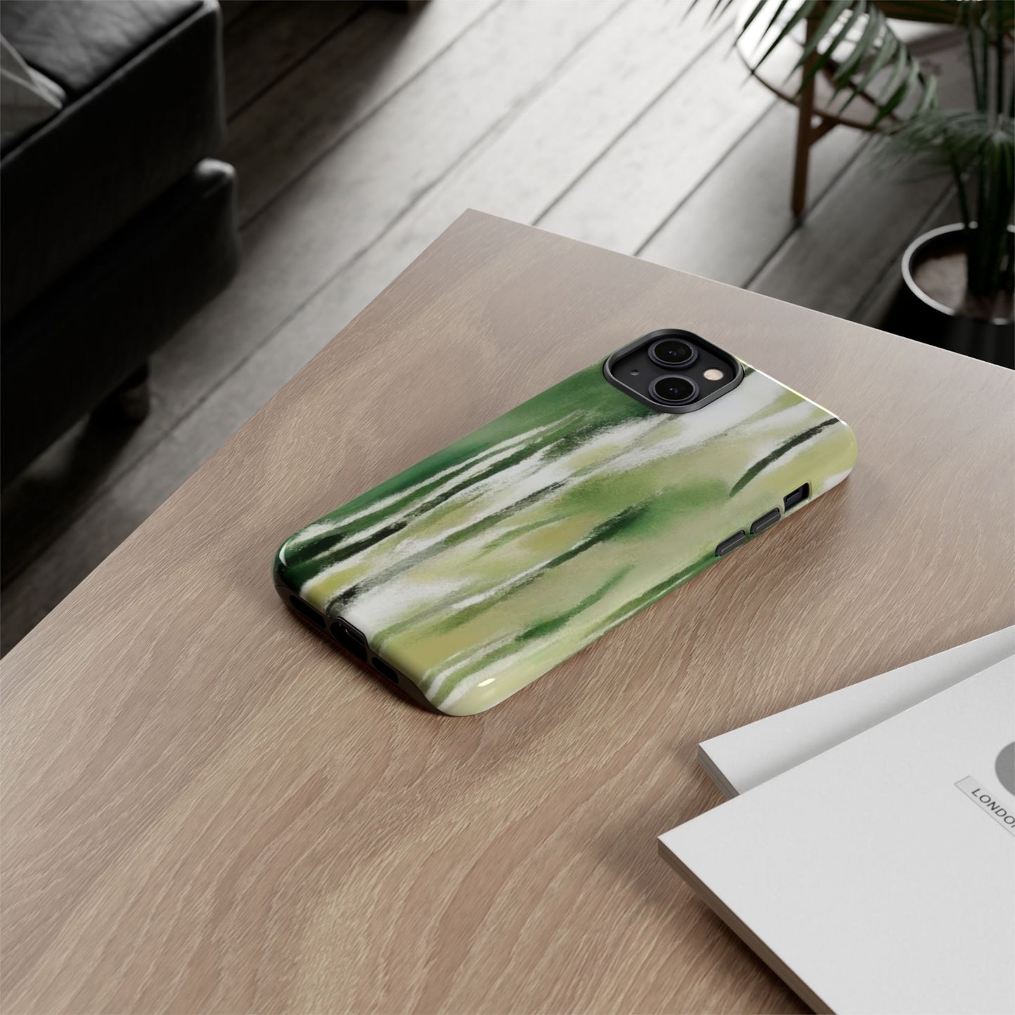 Abstract Green Phone Case - Modern Tough Cases for Nature Lovers, Gift for Students, Eco-Friendly, Stylish Protection