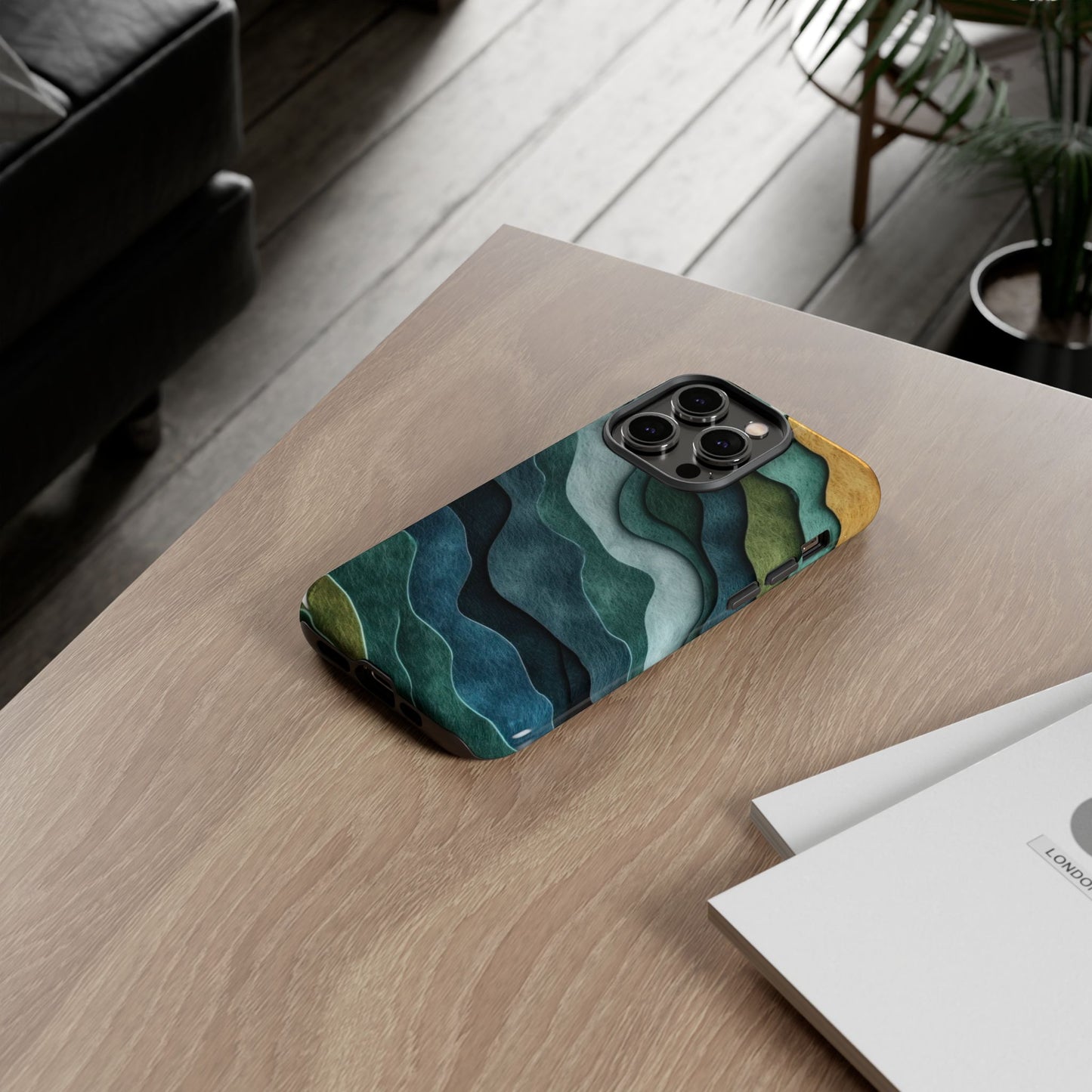 Artistic Phone Case - Waves Design, Eco-Friendly, Unique Gifts, Trendy Accessories, Perfect for Nature Lovers, Christmas Gift