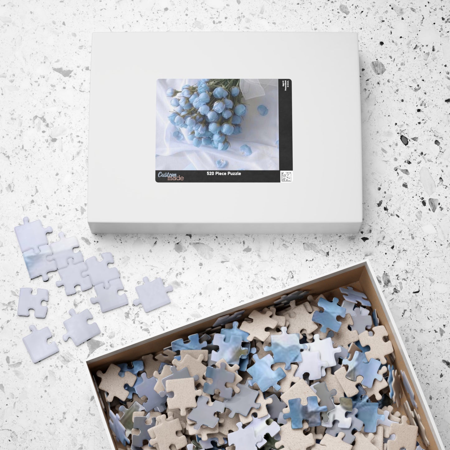 Blue Floral Bouquet Jigsaw Puzzle - Relaxing Decor, Nature Lover Gift, Family Activity, Home Entertainment, 110-1014 Pieces