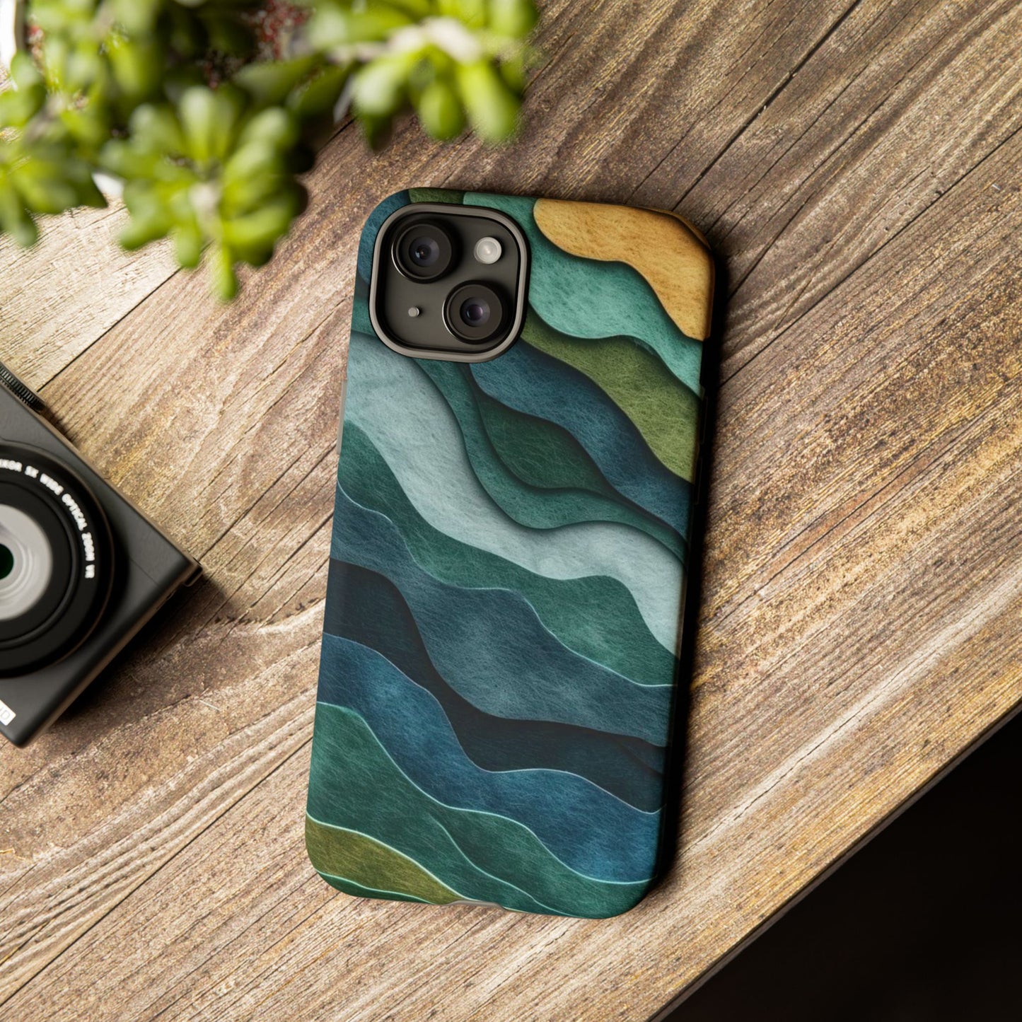 Artistic Phone Case - Waves Design, Eco-Friendly, Unique Gifts, Trendy Accessories, Perfect for Nature Lovers, Christmas Gift