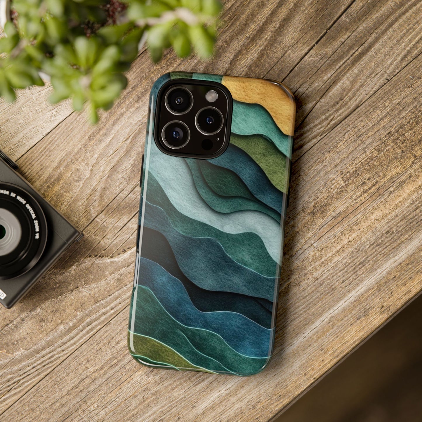 Artistic Phone Case - Waves Design, Eco-Friendly, Unique Gifts, Trendy Accessories, Perfect for Nature Lovers, Christmas Gift