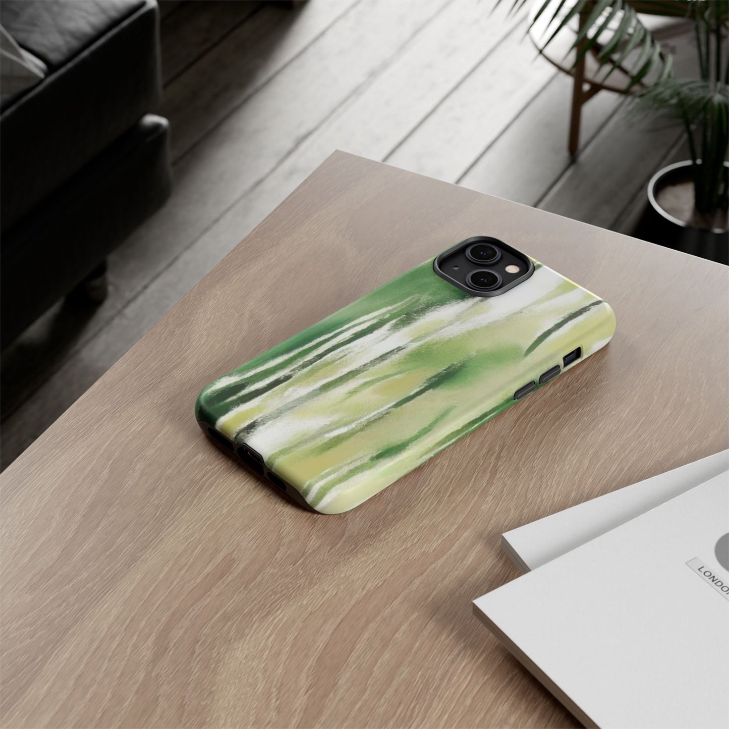 Abstract Green Phone Case - Modern Tough Cases for Nature Lovers, Gift for Students, Eco-Friendly, Stylish Protection