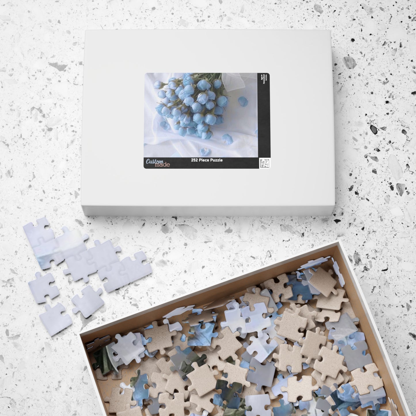 Blue Floral Bouquet Jigsaw Puzzle - Relaxing Decor, Nature Lover Gift, Family Activity, Home Entertainment, 110-1014 Pieces