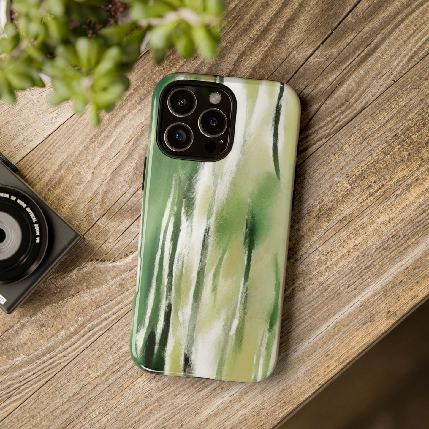 Abstract Green Phone Case - Modern Tough Cases for Nature Lovers, Gift for Students, Eco-Friendly, Stylish Protection